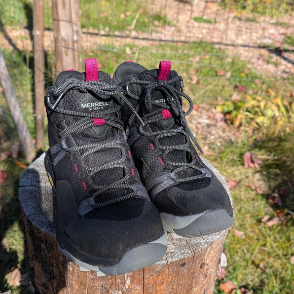 Merrell Women's Siren 4 Mid Gore-Tex Hiking Boots Black and Pink Vibram Sole 9 - Picture 4 of 12